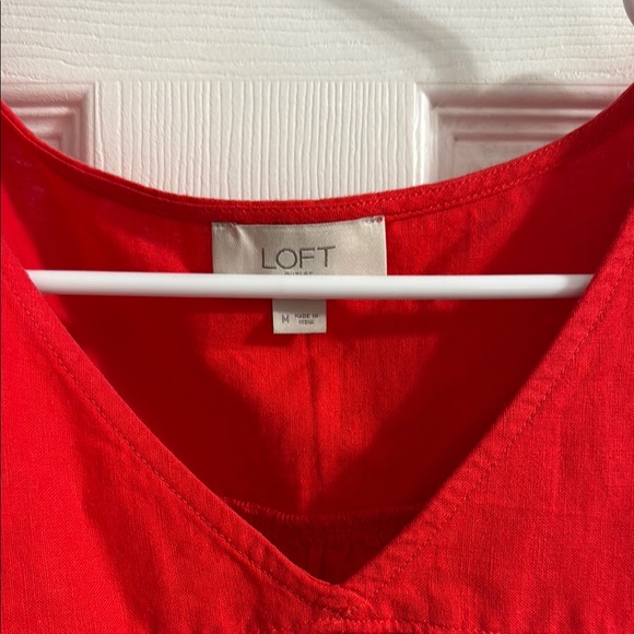 LOFT Red Flutter Sleeve Ruffled Blouse - Picture 2 of 6